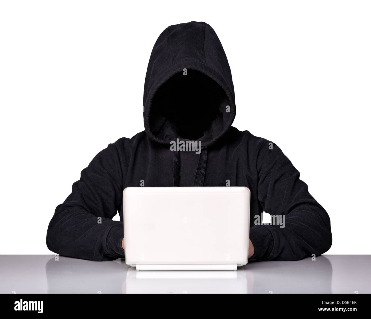 Portrait de hacker isolé sur fond blanc Banque D'Images