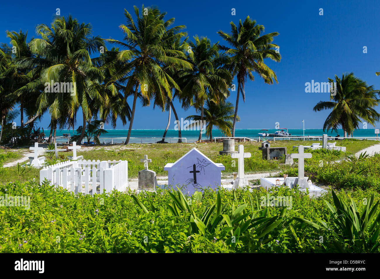 Une île cimetière sur Cay Caulker, Belize. Banque D'Images
