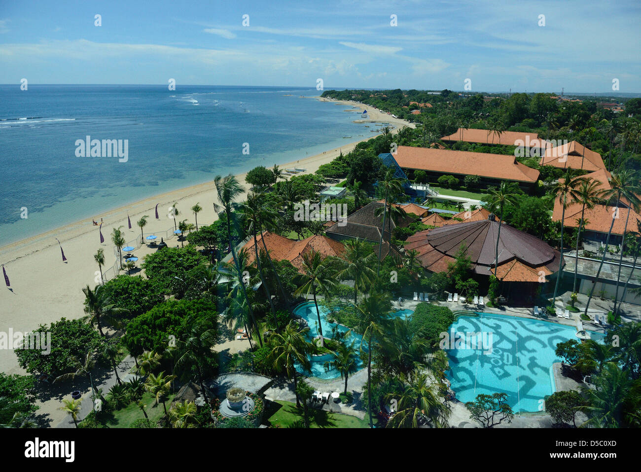 L'Asie, Bali, Indonésie, région sud de Sanur, Inna Grand Bali Beach Hotel,  vue de la plage Photo Stock - Alamy