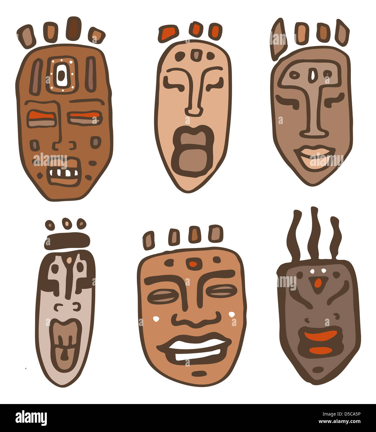 Jeu de masques africains. Vector Illustration Banque D'Images