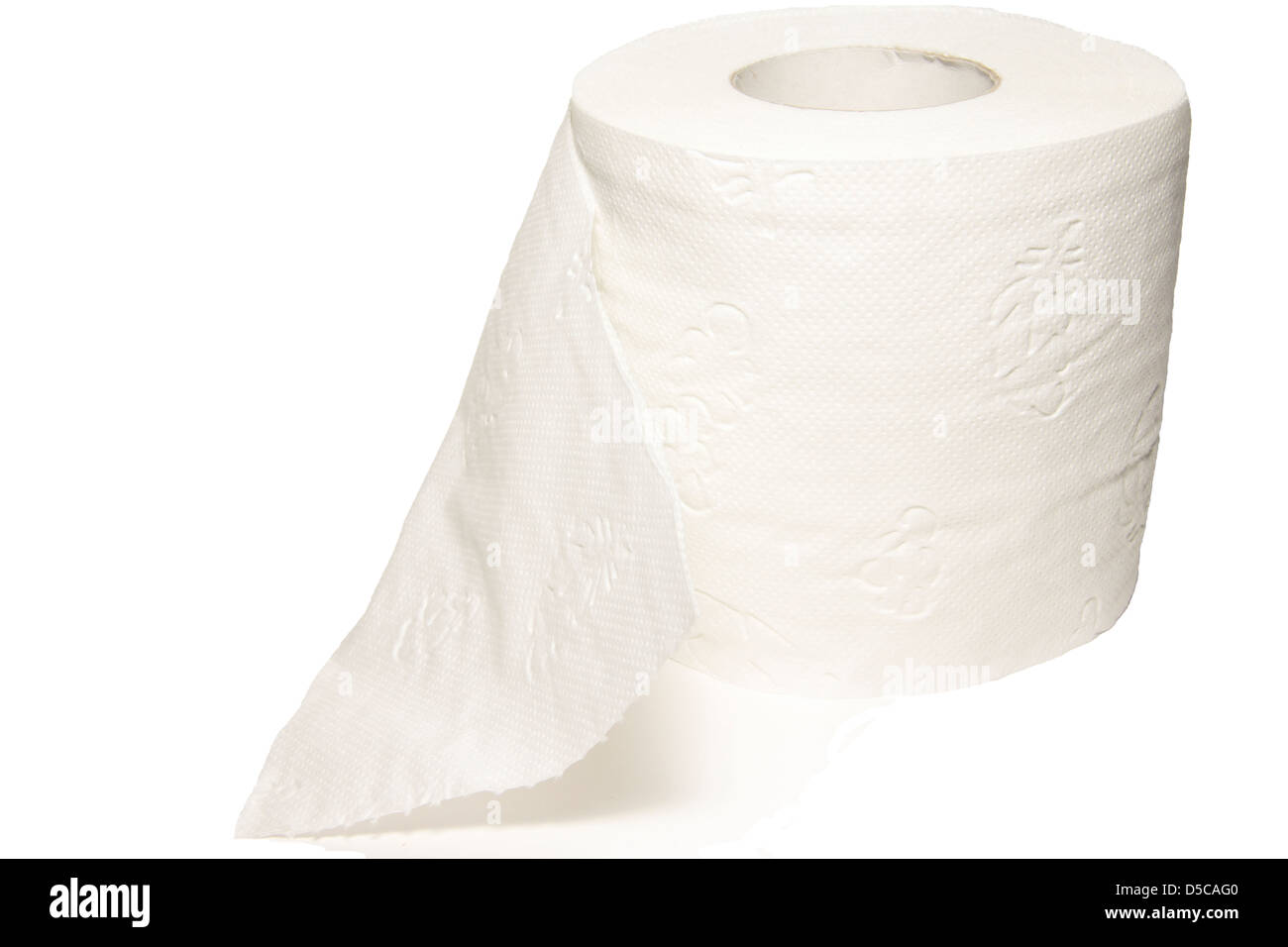 Rouleau de papier toilette isolé sur fond blanc Banque D'Images