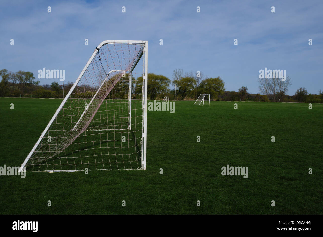 Filets vide sur un terrain de soccer Banque D'Images