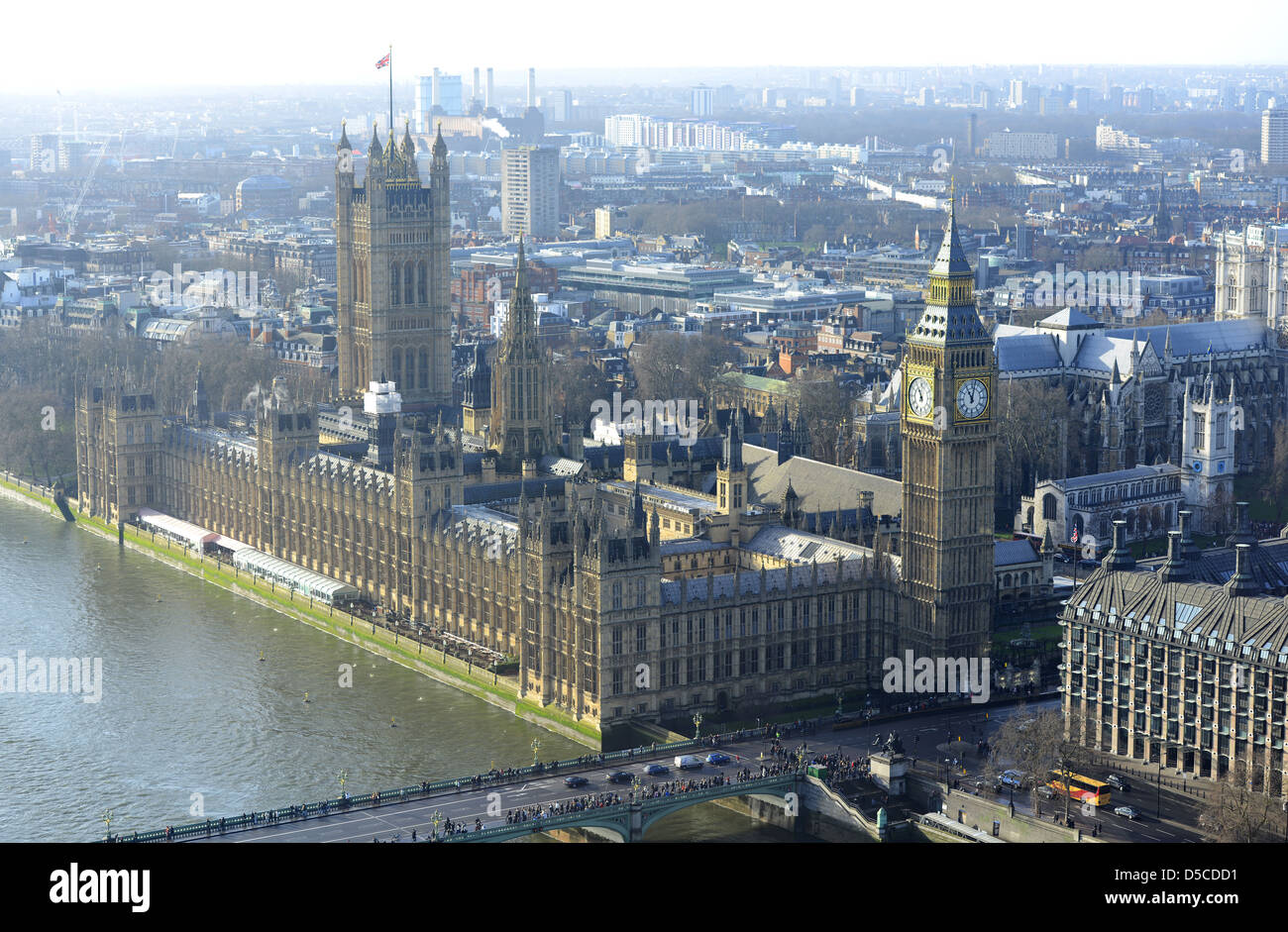 Chambres du Parlement et Big Ben, Westminster, Londres Royaume-Uni Grande-Bretagne Banque D'Images