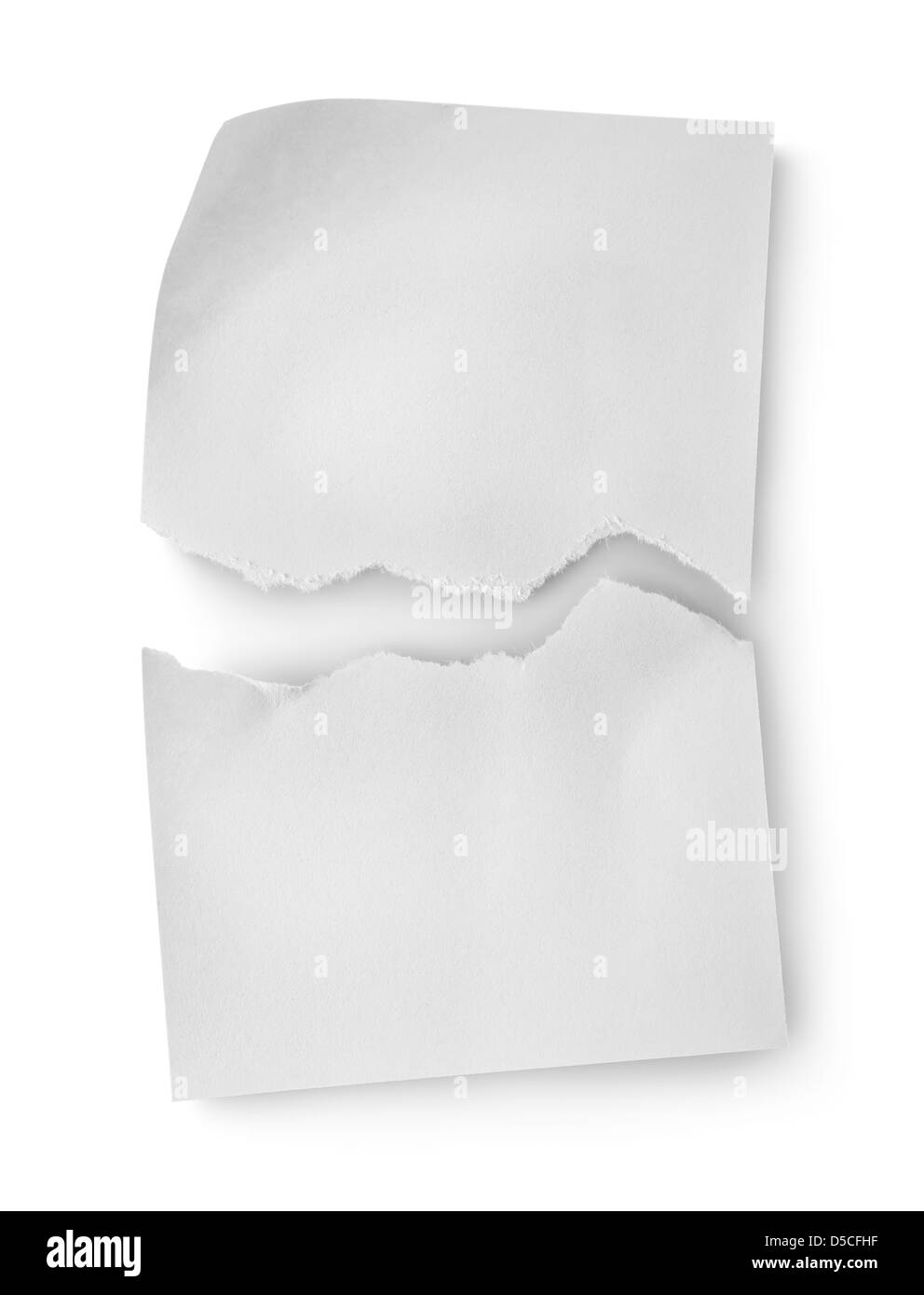 Feuille de papier blanc isolé sur fond blanc Banque D'Images