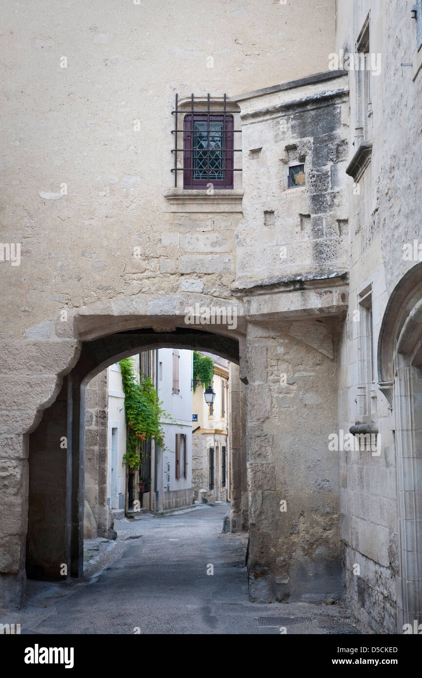 Gate dans le mur, vieille ville, Arles, France Banque D'Images