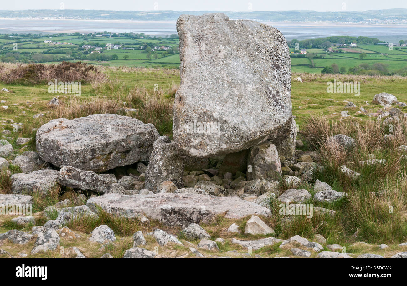 Pays de Galles, la péninsule de Gower, Arthur's Stone, sépulture néolithique tombe date de 2500 Portail de la Colombie-Britannique. Banque D'Images