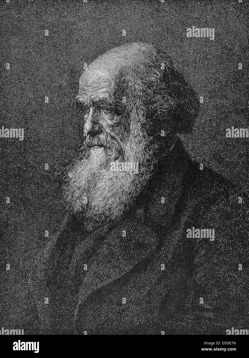 19e siècle peintre victorien britannique George Frederic Watts n ce portrait de Charles Robert Darwin. Banque D'Images