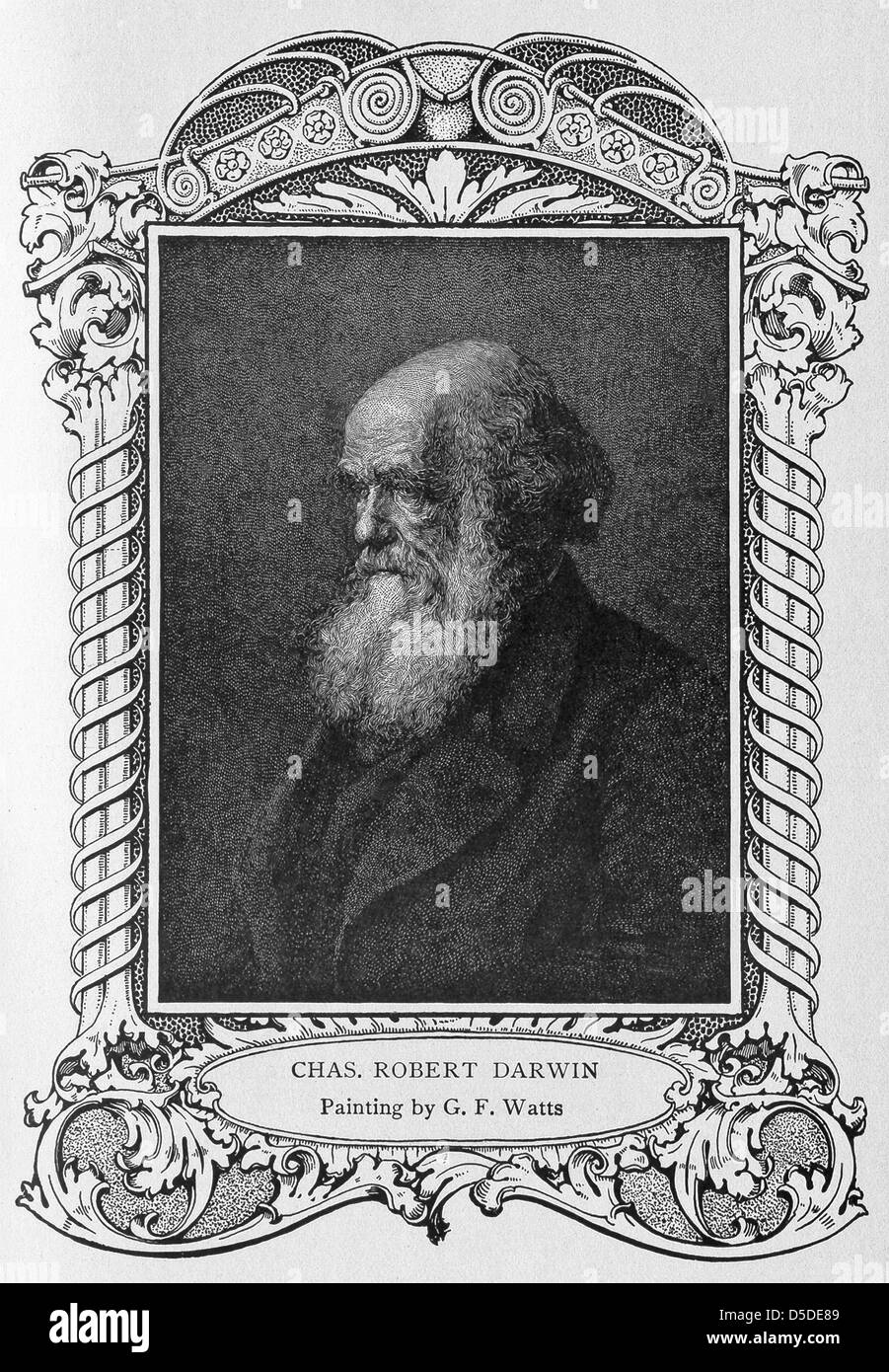 19e siècle peintre victorien britannique George Frederic Watts n ce portrait de Charles Robert Darwin. Banque D'Images