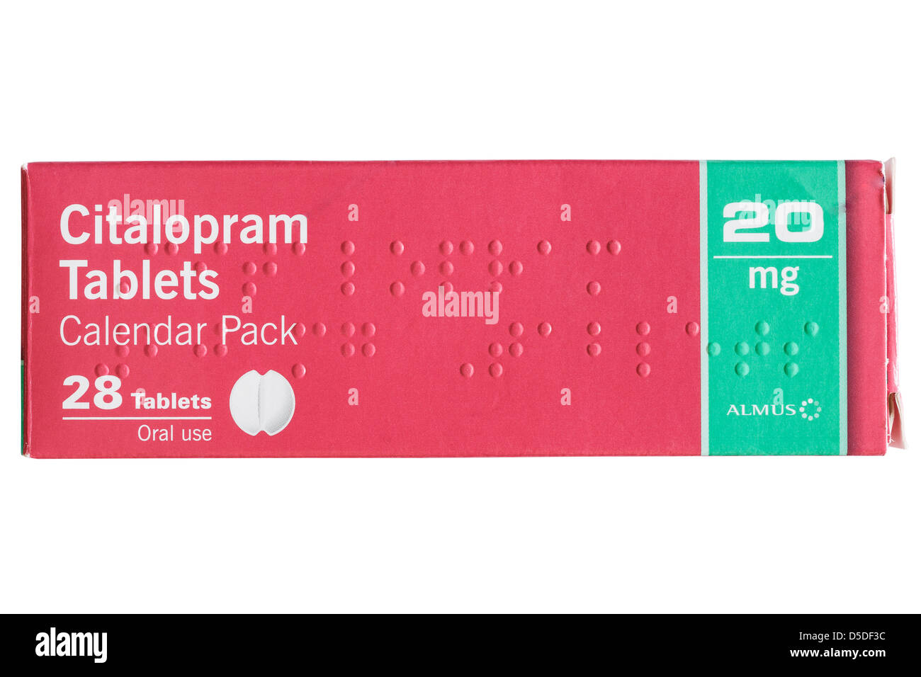 Une boîte de citalopram 20 mg comprimés pour traiter la dépression et le stress Banque D'Images