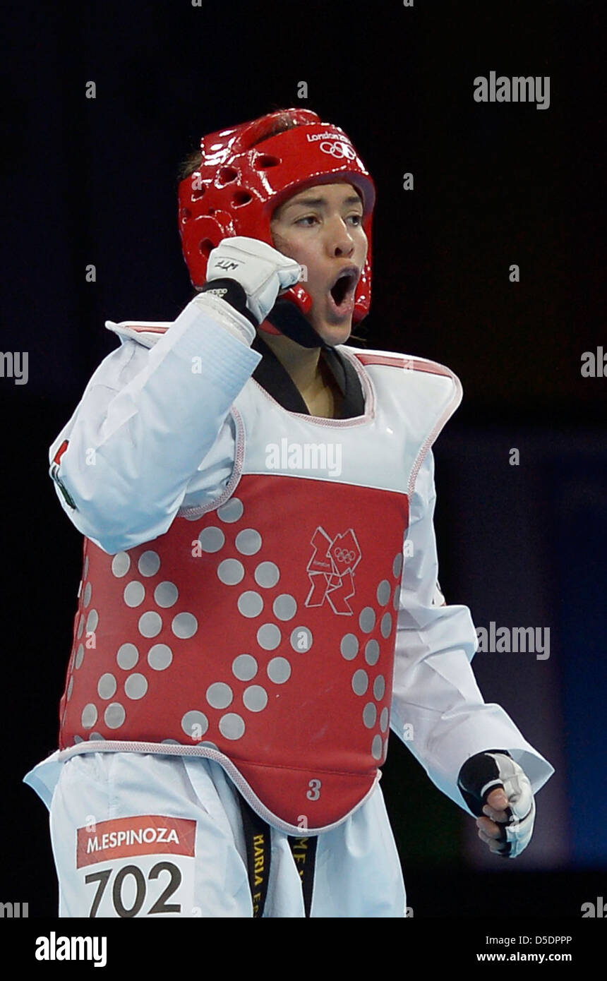 Maria del Rosario Espinoza (MEX, Mexique) célèbre le taekwondo. Banque D'Images