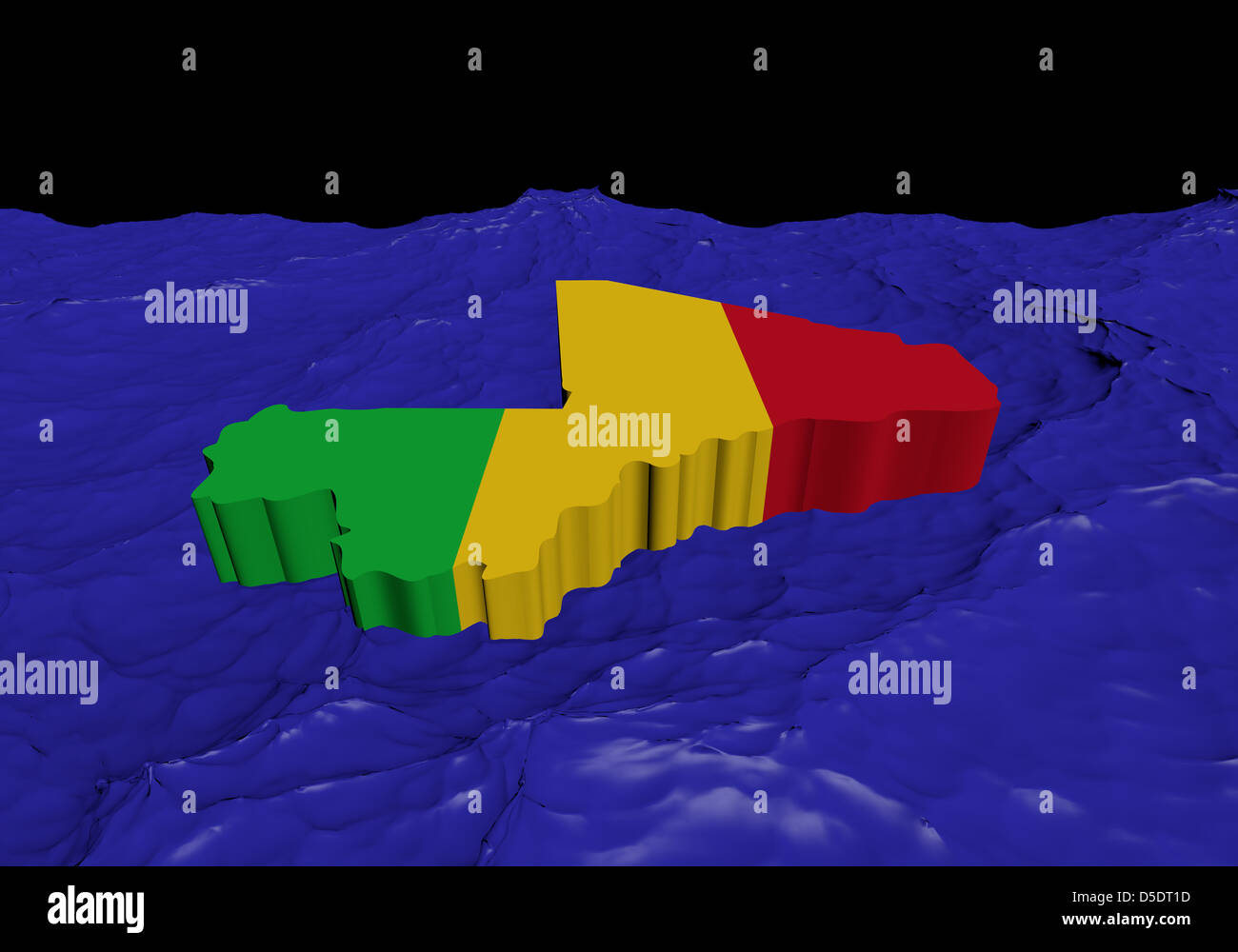 Mali carte drapeau dans l'océan abstrait illustration Banque D'Images