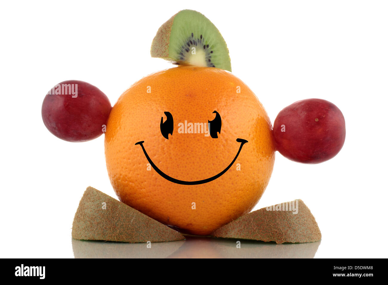 Heureux l'alimentation. Funny Fruit caractère. Banque D'Images