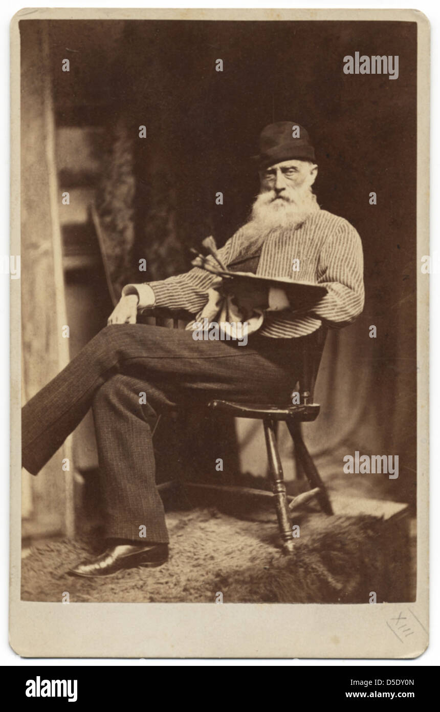 Portrait de William Morris Hunt, peintre américain, pris en 1879. L'image capture Hunt avec une barbe grise et une expression sérieuse, reflétant son importance dans l'art américain au 19ème siècle. Banque D'Images