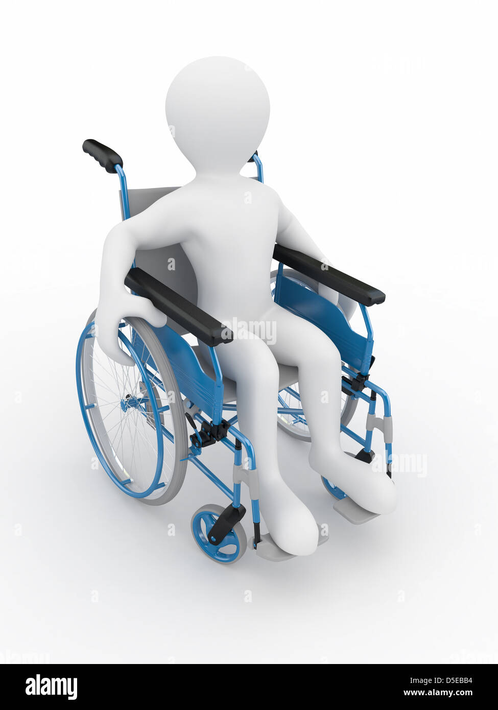 Les hommes sur fauteuil roulant à fond isolé blanc. 3d Banque D'Images