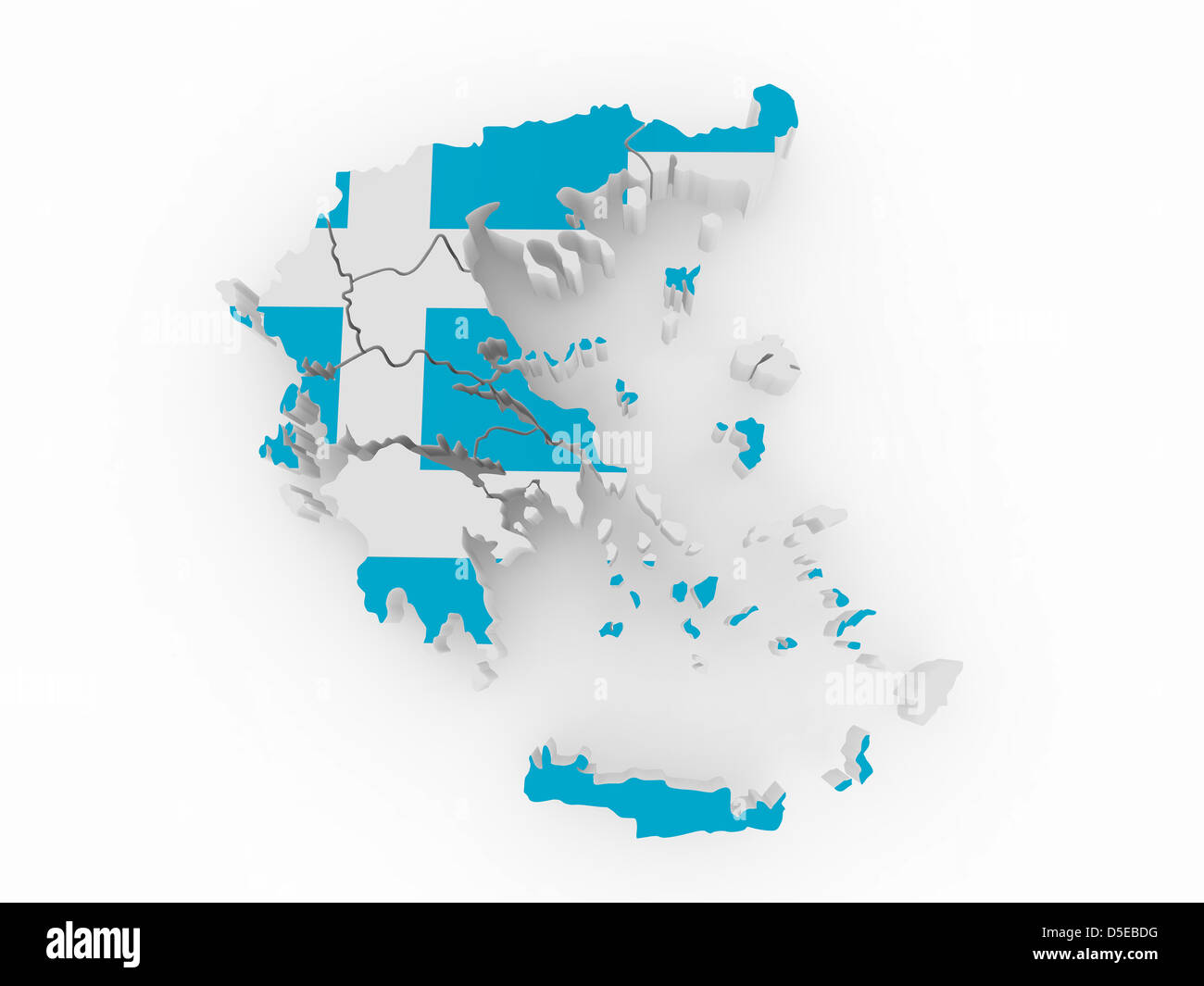 Carte de la Grèce dans les couleurs du drapeau grec. 3d Banque D'Images