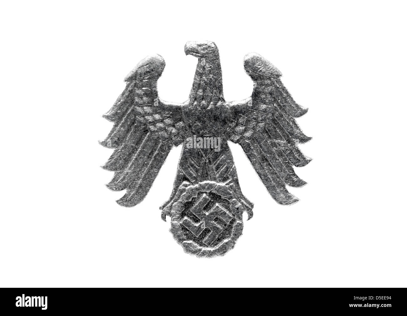 Eagle à 1 Reichspfennig coin, Allemagne, 1942, sur fond blanc Banque D'Images