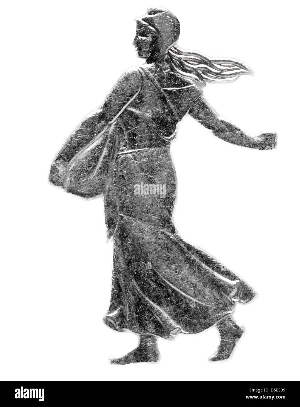 Semeur de graines à partir de 2 francs pièce, France, 1972, sur fond blanc Banque D'Images