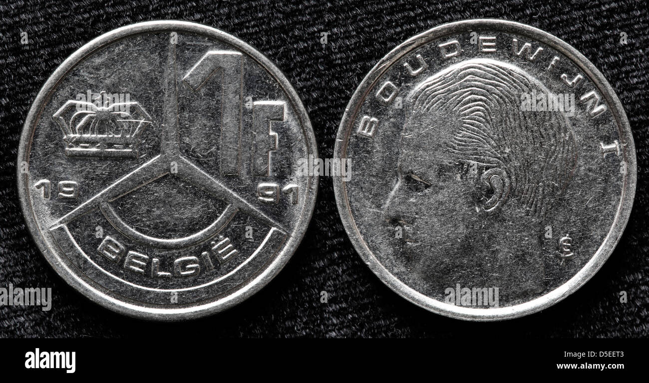 Pièce de 1 Franc, Belgique, 1991 Banque D'Images