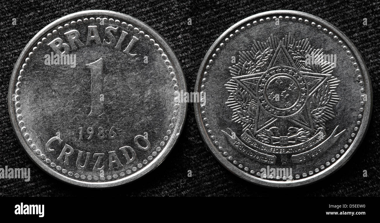 1 coin Cruzado, Brésil, 1986 Banque D'Images
