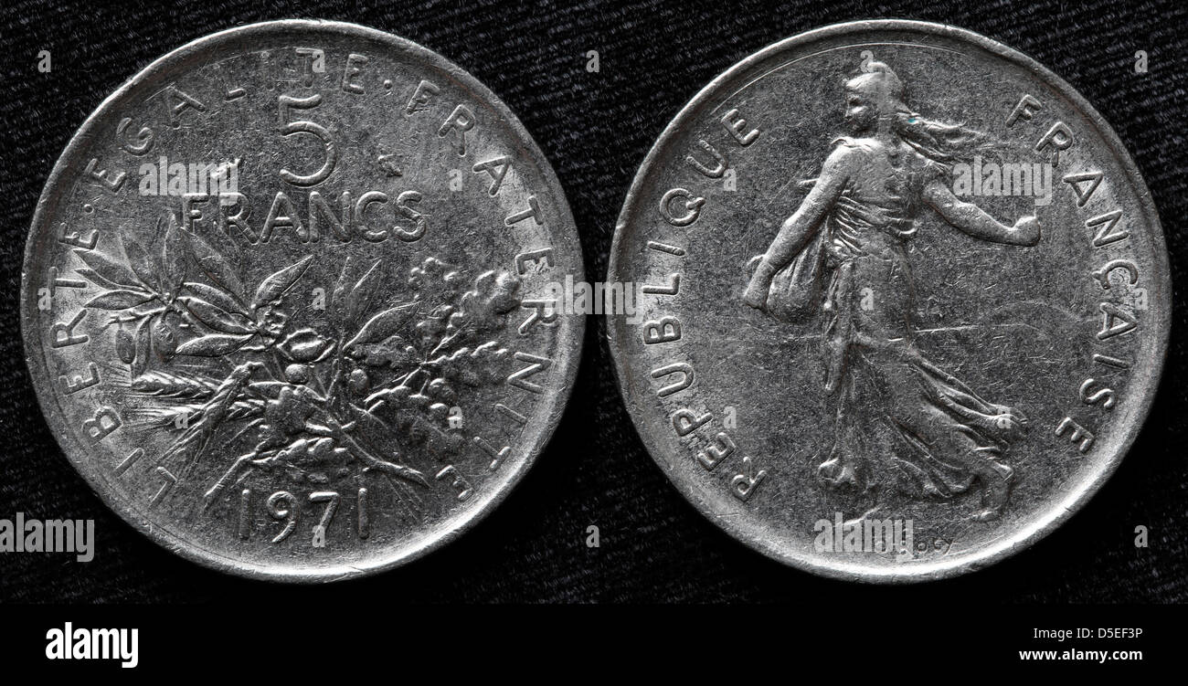 Valeur D une Pièce De 5 Francs 1971 Coin french 5 francs Banque de photographies et d'images à haute résolution  - Alamy