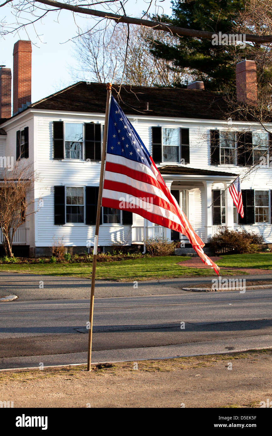 Un drapeau à Lexington, Massachusetts, USA , Banque D'Images