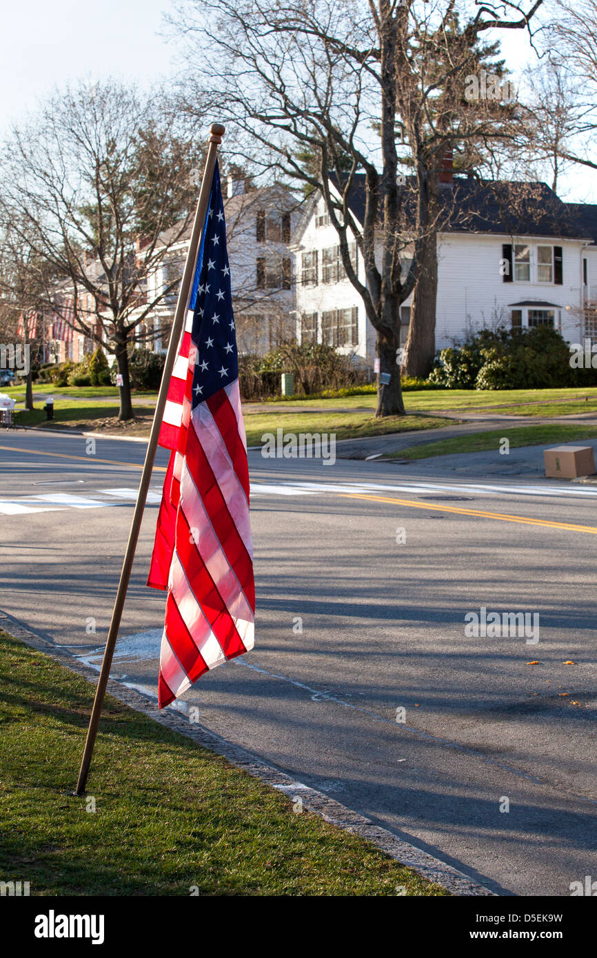 Un drapeau à Lexington, Massachusetts, USA , Banque D'Images