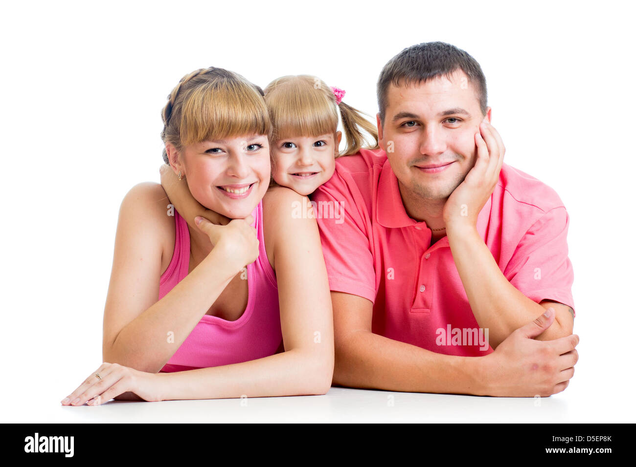 Happy Family lying on the floor Banque D'Images