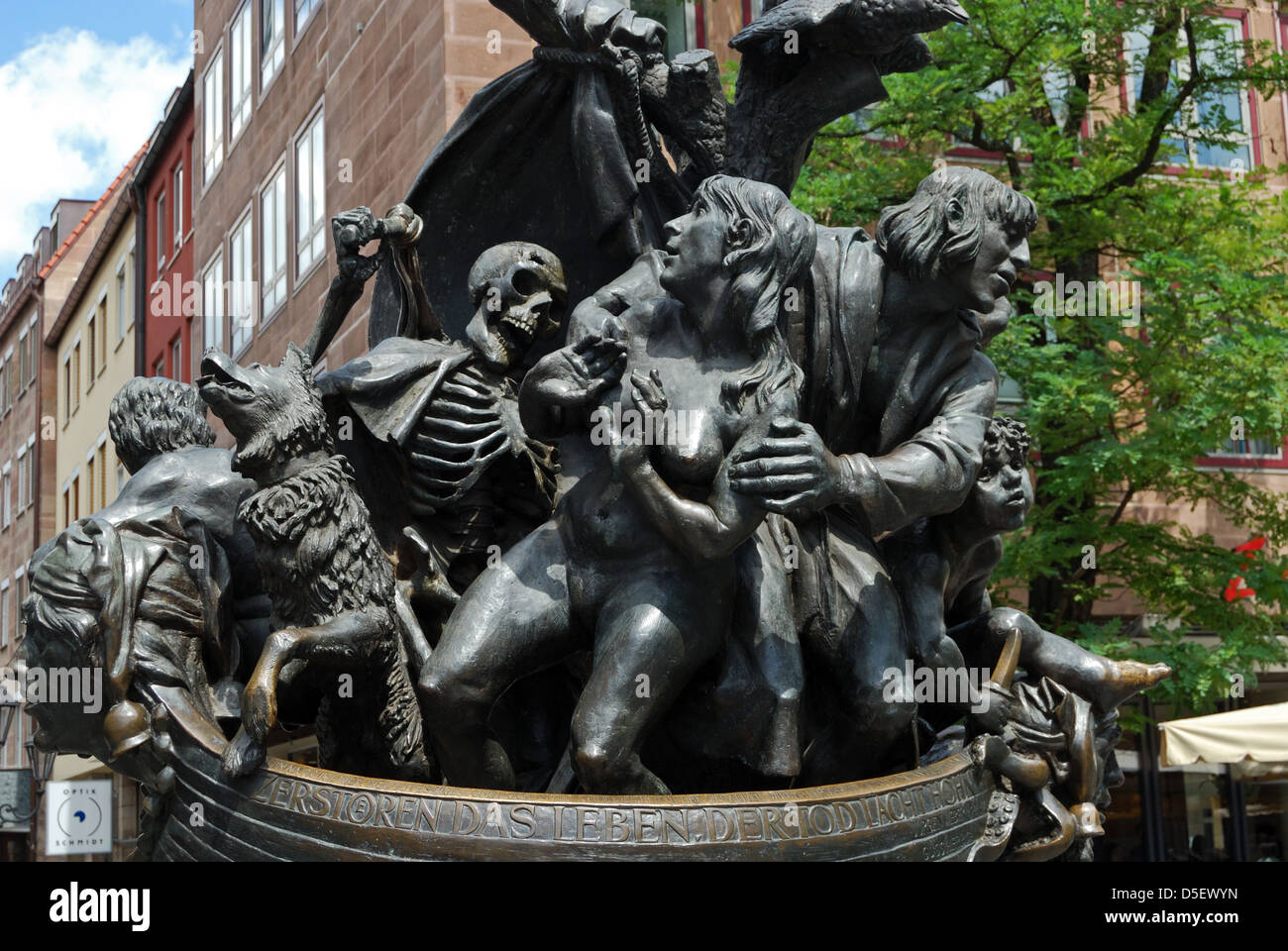 Sculpture Ship of Fools (Das Narrenschiff), Nuremberg, Bavière, Allemagne, Europe de l'Ouest. Banque D'Images