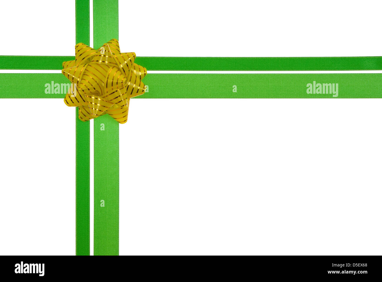 Ruban vert jaune avec bow on gift Banque D'Images