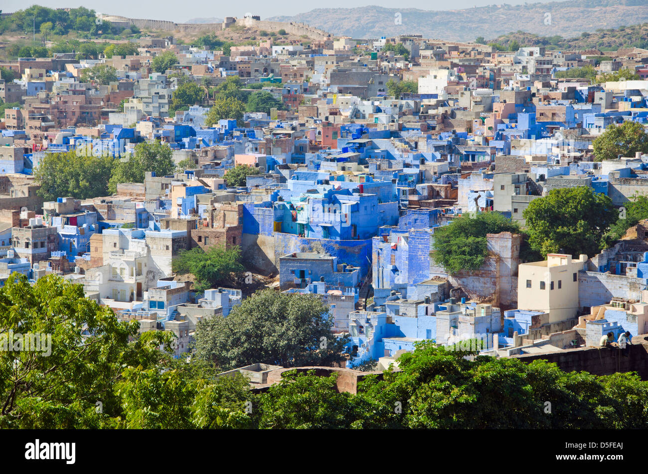 Vue sur la ville bleue Jodhpur, au Rajasthan, Inde Banque D'Images