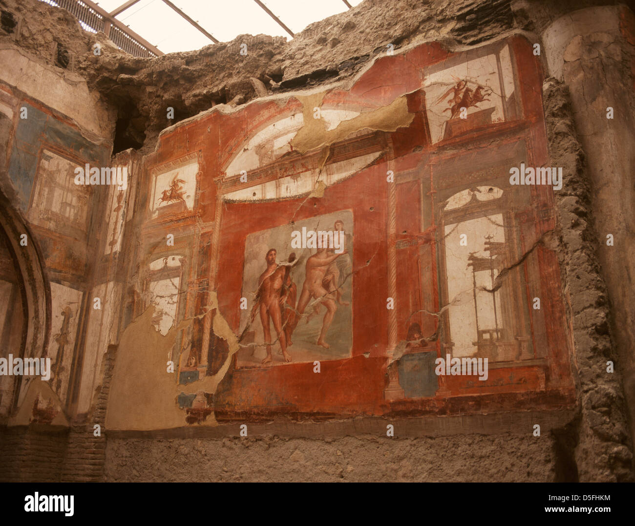 Italie Campanie Herculanium Collège d'Augustals peinture murale dans la cella Banque D'Images