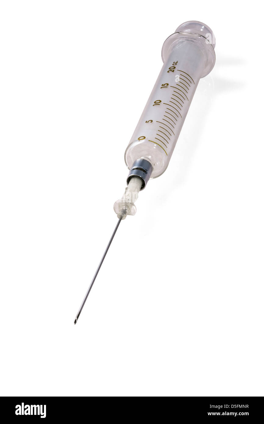 Close up of syringe isolé sur fond blanc Banque D'Images