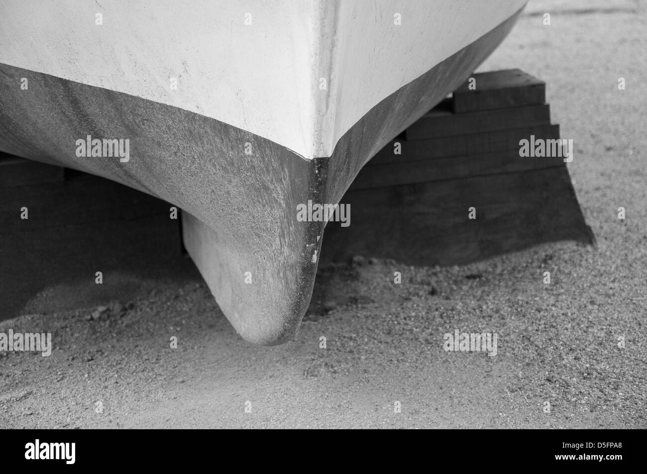 Détail de voilier en noir et blanc Banque D'Images