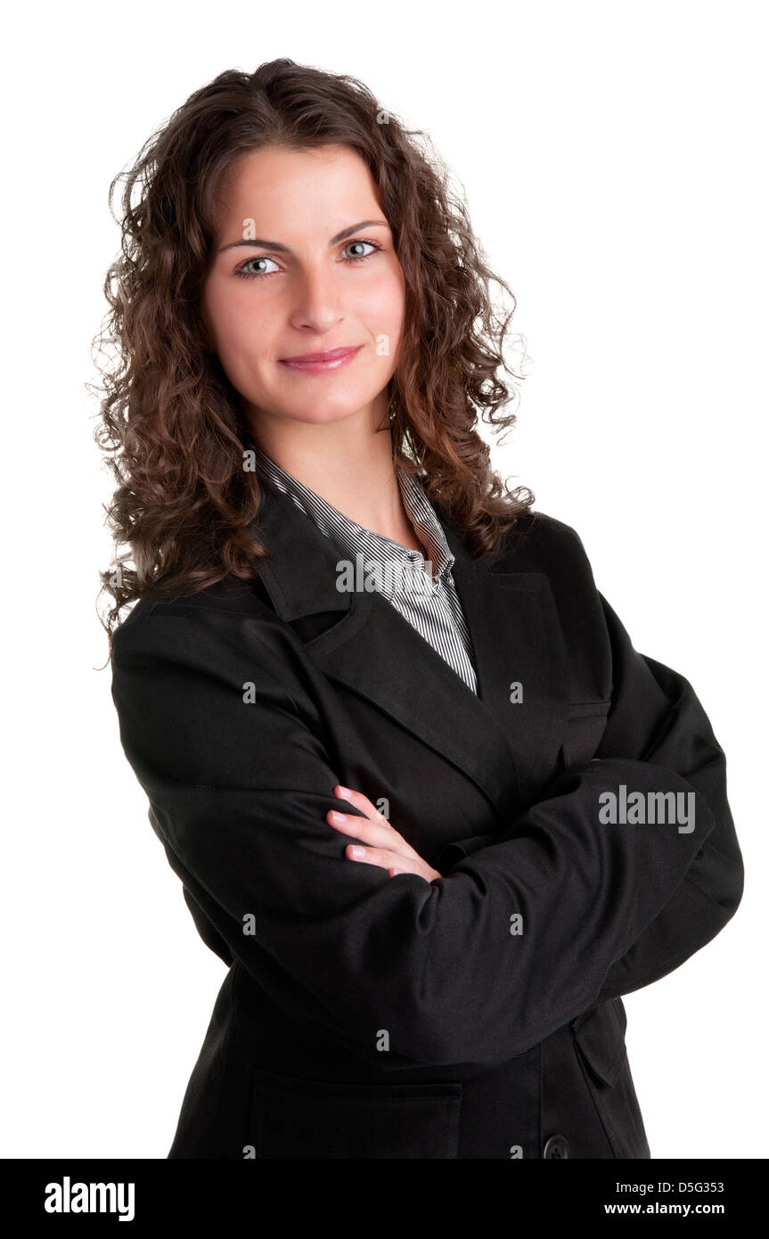Portrait d'une jeune blonde business woman with her arms crossed Banque D'Images