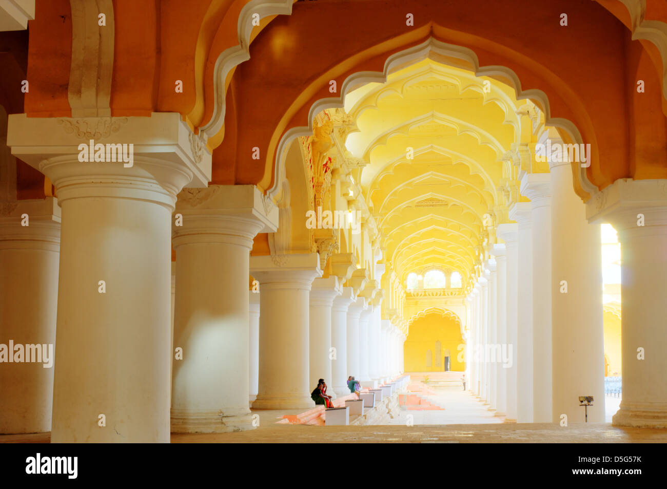 À l'intérieur de Madurai Nayak Tirumalai (palais), l'Inde du Sud Banque D'Images