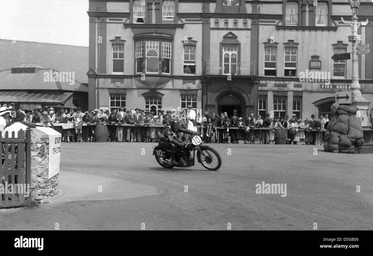 Velocette, rider Goldberg 1936 Ile de Man TT Banque D'Images