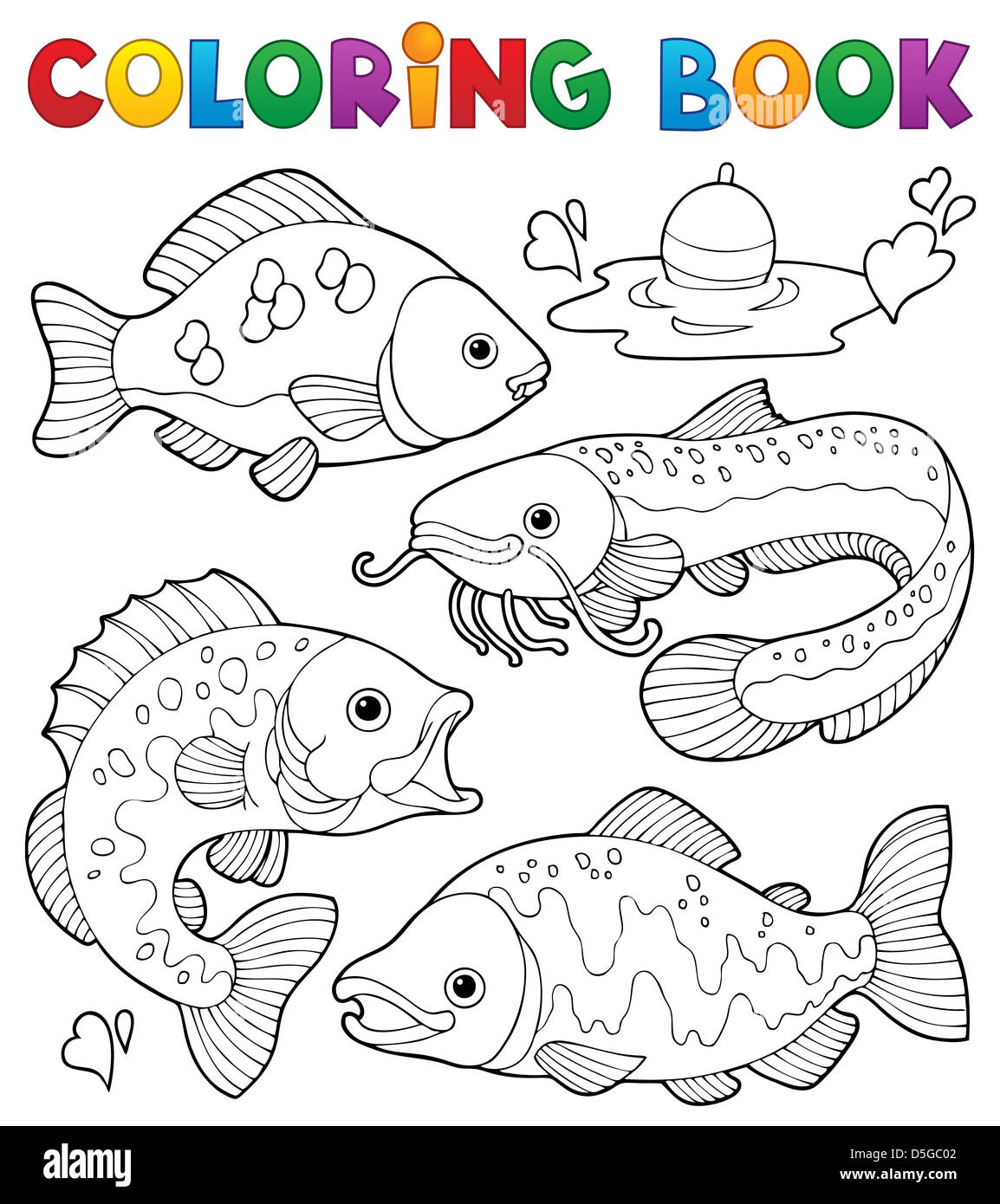 Poissons d'eau douce 1 livre de coloriage - photo illustration. Banque D'Images