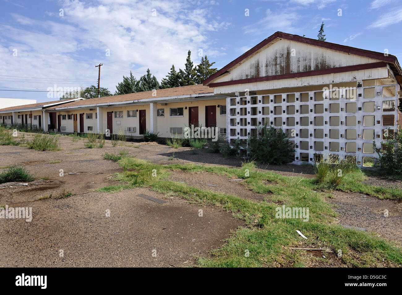 Economy Inn Motel, Tucumcari, New Mexico. Abandonné à l'abandon de la route motel. La route 66, USA Banque D'Images
