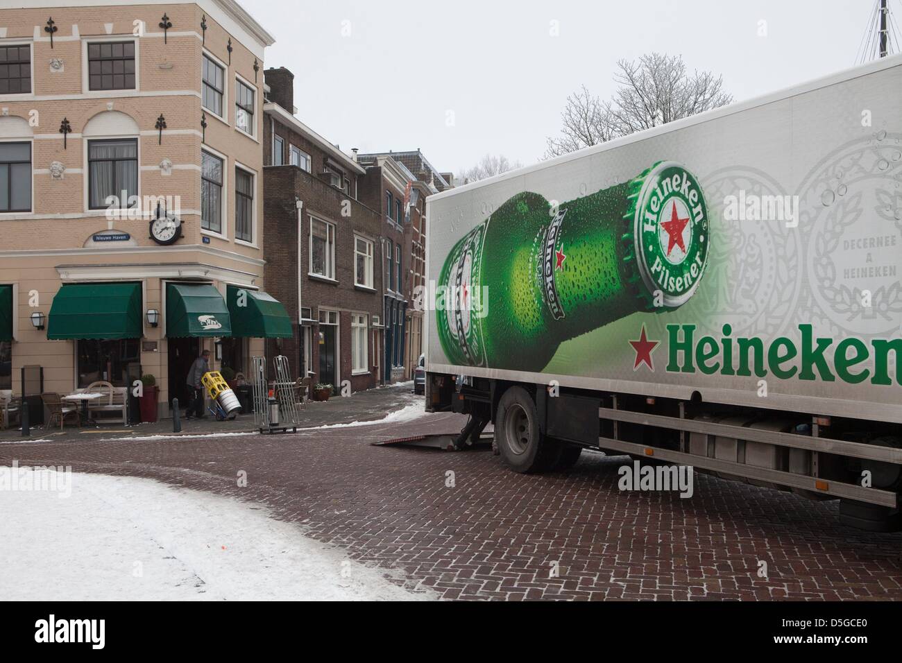 Camion Heineken aux Pays-Bas Banque D'Images