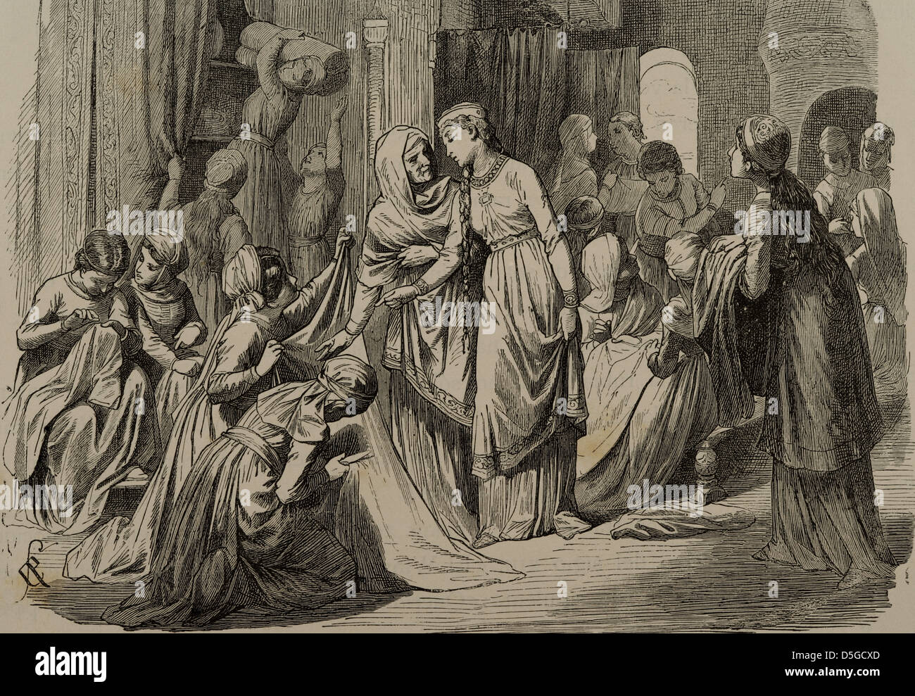 Hilda de Whitby (614-680). La religieuse. Gravure en Angleterre, 1880. Banque D'Images