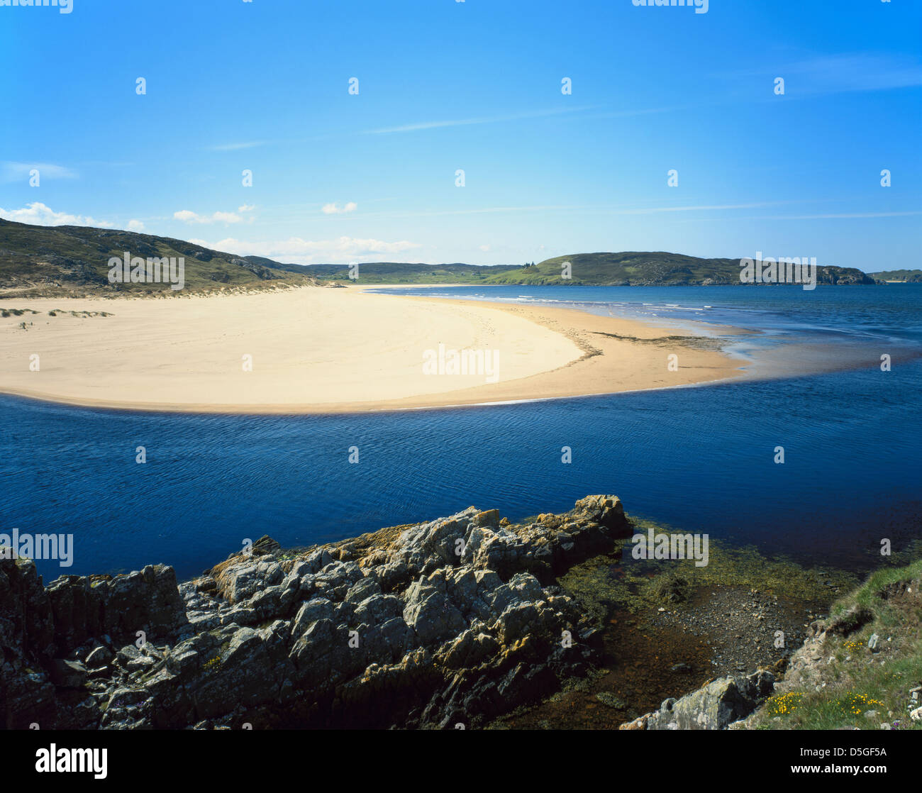 Torrisdale Bay et la rivière Naver ; ; ; Ecosse Highlands Bettyhill ; GO Banque D'Images