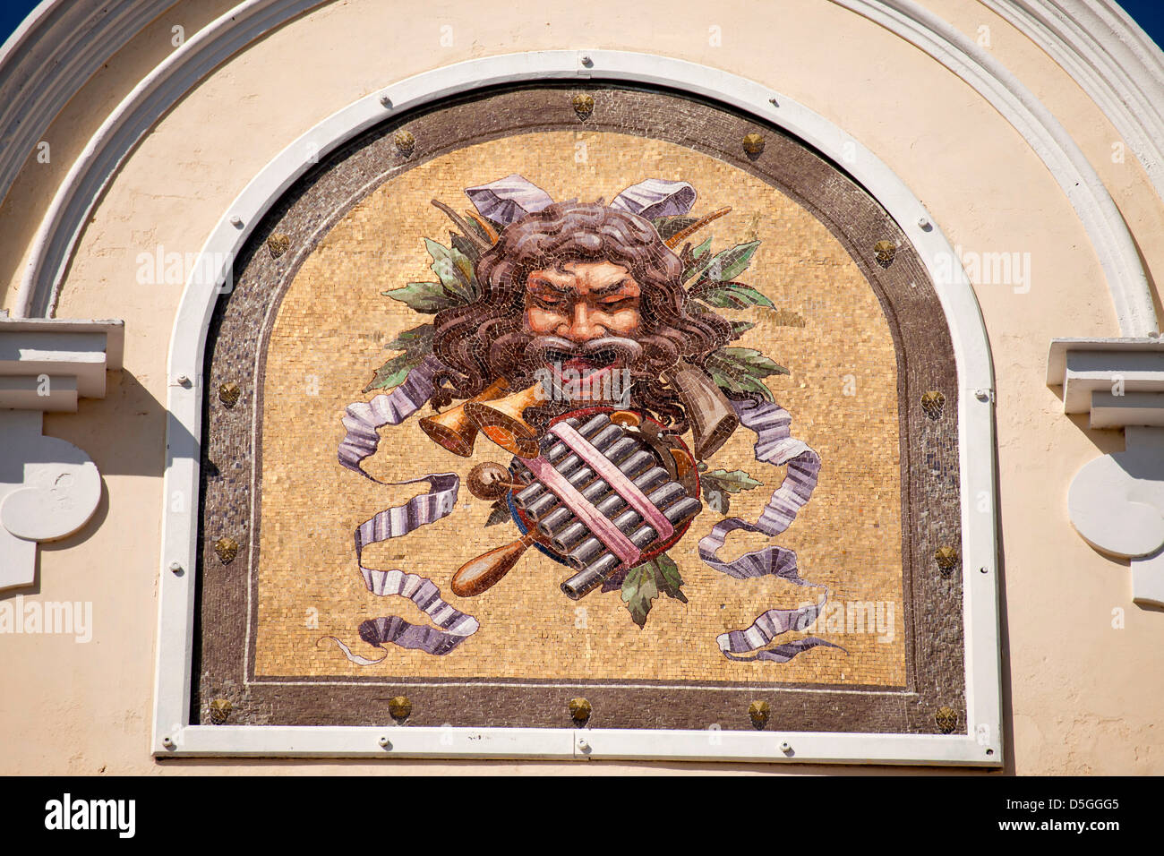 À la mosaïque Façade du théâtre Teatro Tomas Terry à Cienfuegos, Cuba, Caraïbes Banque D'Images