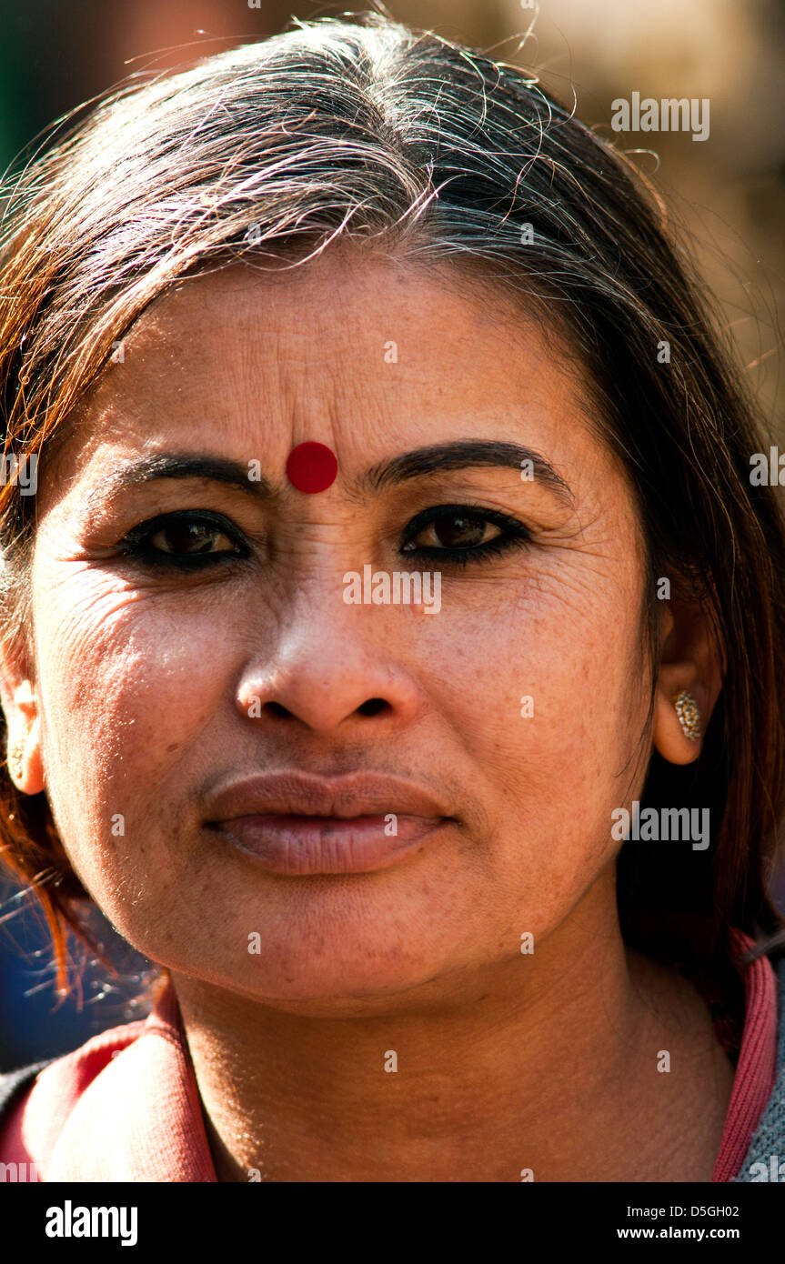 Femme de indra chowk, Katmandou Banque D'Images