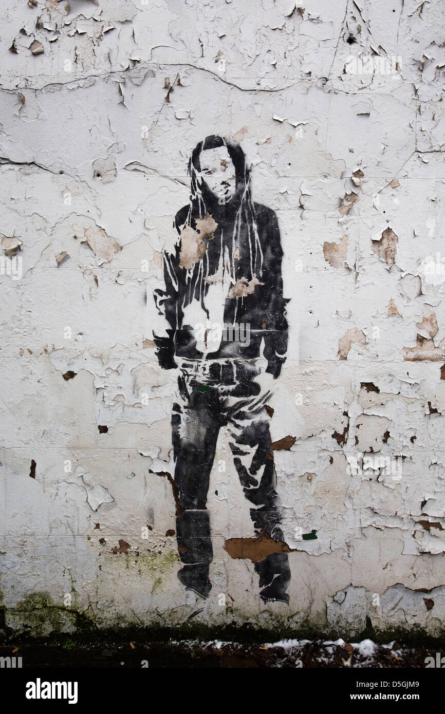Un graffiti image de Bob Marley sur un mur à Handsworth, Birmingham, UK Banque D'Images