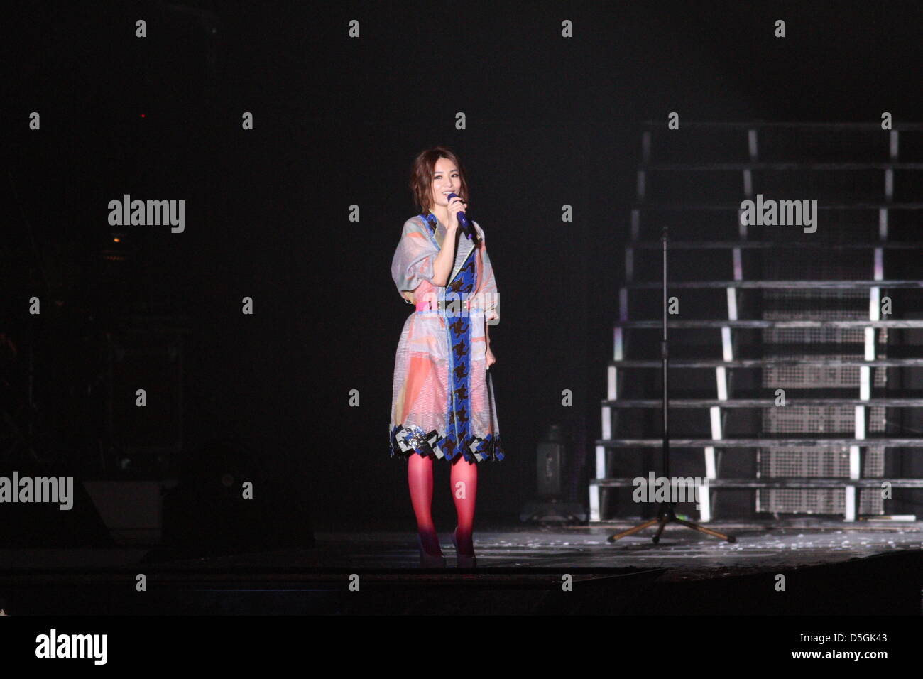Hebe, membre de S.H.E, assisté concert tenu par Samsung à Taipei, Taiwan, Chine Le dimanche 31 mars 2013. Banque D'Images