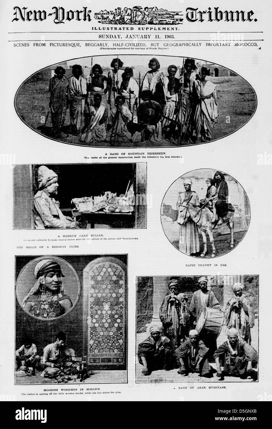 Des scènes de mendiant, pittoresque, demi-civilisés, mais géographiquement important Maroc (LOC) Banque D'Images