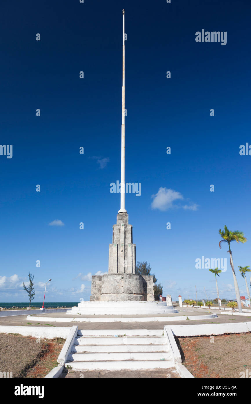 Cuba, province de Matanzas, Cardenas, Mât, monument commémore le premier lever du drapeau cubain le 19 mai 1850 Banque D'Images