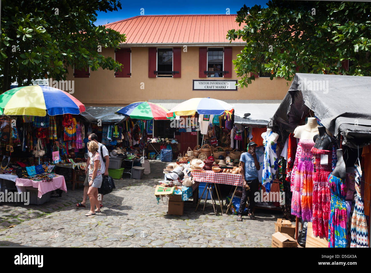 La DOMINIQUE, Roseau, du Vieux Marché Banque D'Images