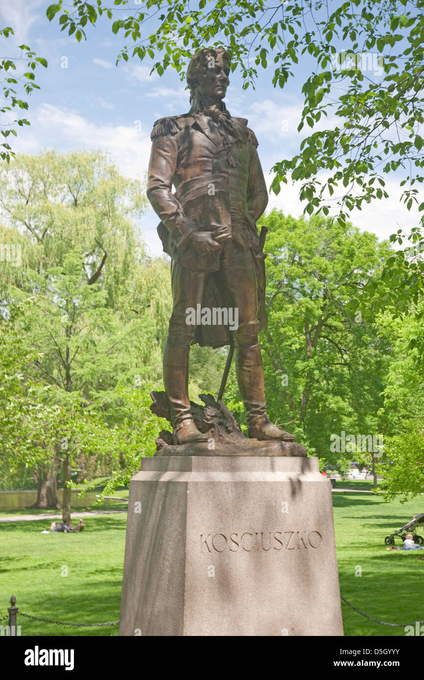Une statue dans le Boston Common de Tadeusz Kościuszko, un colonel de la Révolution américaine, Boston, MA., USA. Banque D'Images