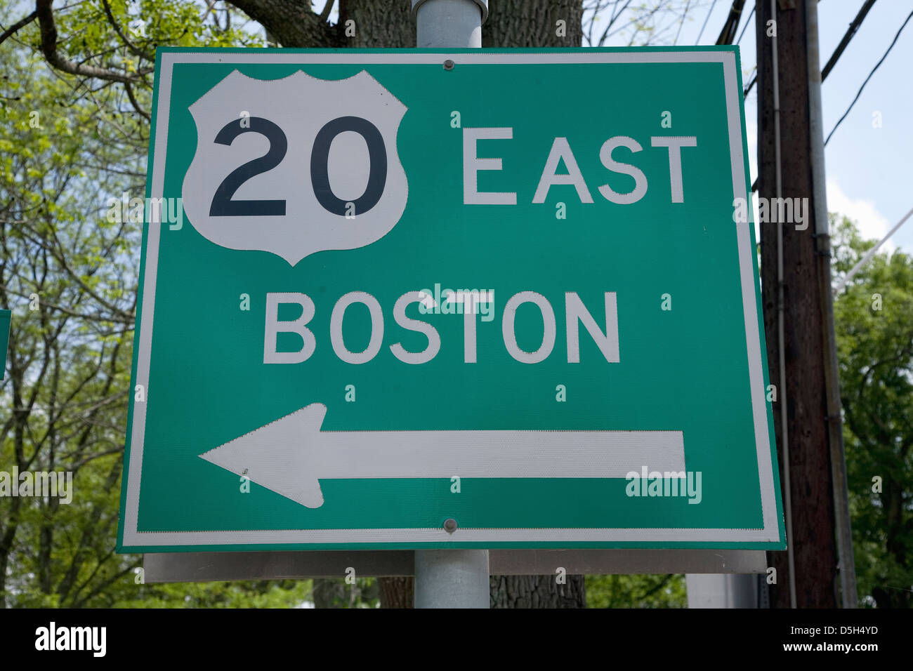 Inscrivez-vous sur la route 20 à points East Boston, MA Banque D'Images